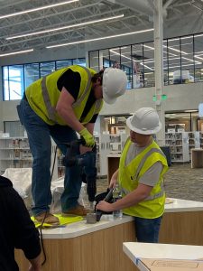 Information Desks being prepped for computers